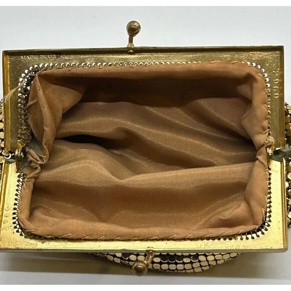 Vintage Whiting & Davis Gold Mesh Evening Bag Purse Clutch Formal Wedding 1950s - Picture 11 of 16